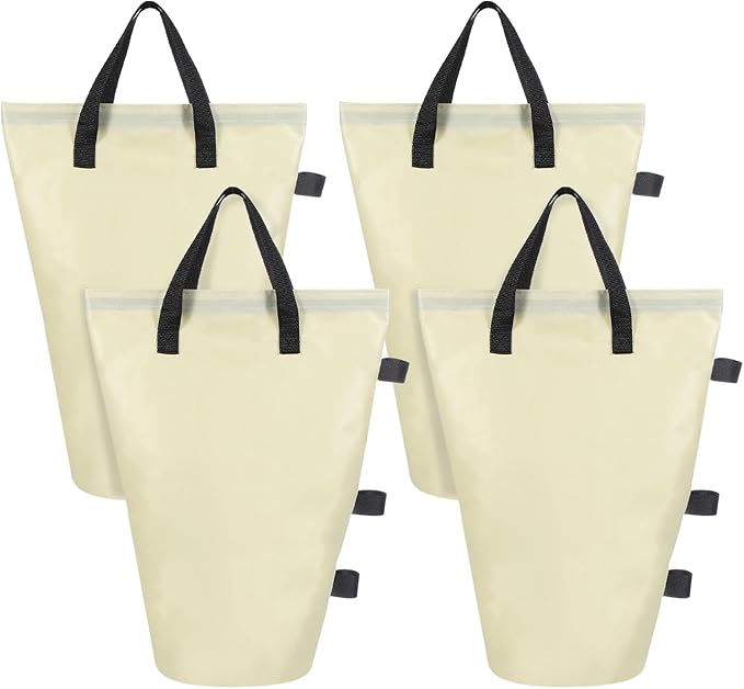 PATIKIL Canopy Weight Sand Bags, 4 Pack 112 Lbs Total Extra Large Weights Bags Waterproof Tent Leg Weights Sandbags for Outdoor Canopy Tent Sun Shelter Patio Ladder Beige (18x9")