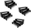 4 Set 12Pcs Black Display Riser for Vendors Event Wood Risers Cupcake Stand 3 Tier Racks Decor Stands Perfume Organizer Dessert Stands for Party