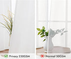 MIULEE Non-See-Through Privacy Linen Curtains 2 Panels, Light Filtering Window Curtains Farnhouse Textured Back Tab Semi Sheer Drapes for Bedroom Living Room, 52 x 63 Inches Long, Pure White