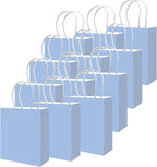 qiqee 100PCS Gift Bag with Handles Bulk Light Blue Paper Bags Assorted Sizes(33pcs Large 13",33pcs Medium 11",34pcs Small 8")