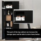 BESFUR Metal Storage Cabinet 87" H,Tall Locking Storage Cabinets with Top Cabinet and 4 Adjustable Shelves for Home Office, Garage,School, Apartment, Warehouse, Utility Room，Black
