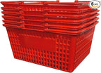 Stackable Plastic Shopping Baskets, Red and Blue, Easy-Grip Handles for Grocery, Retail, Liquor Stores, Home Use (6-pack, Red)