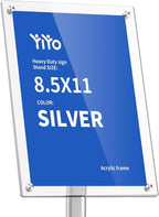 YIYO Sign Stand Poster Stand，adjustable heavy duty pedestal Sign Holder Floor Stand，acrylic frame floor signage standing for display menu 8.5*11 inch，Silver (acrylic frame 8.5*11 Silver)
