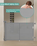 59 inch Retractable Baby Gates 34 inch Tall, Retractable Gate with Reinforced Strip Design to Prevent Crawling Through, 5 FT Retractable Dog Gate for Stairs, Doorways, Hallways, Indoor/Outdoor