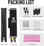 CROWN SHADES 10x10 Pop Up Canopy Tent - Patented Center Lock One Push Instant Outdoor Canopy Beach Tent with STO-N-Go Bag 8 Stakes & 4 Sand Bags，Pink