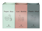 Separate Recycling Bin for Kitchen Home - Indoor Recycle Bins (Pink, Green, Gray) Waste Trash Sorting Bins, Reusable Waterproof Affordable Recycle Bags, Pack of 3 Bags