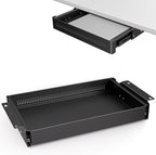 PUTORSEN Under Desk Storage Drawer 15.7" Wide - Smooth Slide Out Organizer for Standing Desk & Home Office,Max Load 17.6 lbs,Quiet Glide, Black