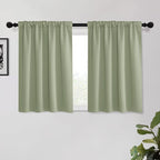 KGORGE Short Curtains 45 inch Length, Privacy Thermal Insulated Curtains Noise Reducing Window Drapes for Living Room Kitchen, Back Tab Rod Pocket, W52 x L45 inches, Sage Green, 2 Panels
