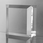 CiaoHER 2in Thickness Beveled Solid Acrylic Display Block Clear Polished Pedestal Stand Riser Solid Base (4x4)