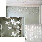 Silver Star Garland Banner Decorations - 156 Feet Bright Silver Paper Garland Hanging Decorations, Glitter Star Bunting Banner for Wedding, Birthday, Holiday, Christmas Party