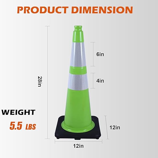 OranclUS 360 Pack 28" Green Traffic Cones with Black Base – Heavy Duty Bulk Traffic Safety Cones for Construction, Commercial, and Public Events (360, Green, 28 Inch)