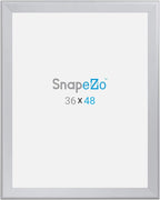 SnapeZo Poster Frame 36x48 Inches, Silver 1.7 Inch Aluminum Profile, Front-Loading Snap Frame, Wall Mounting, Wide Series