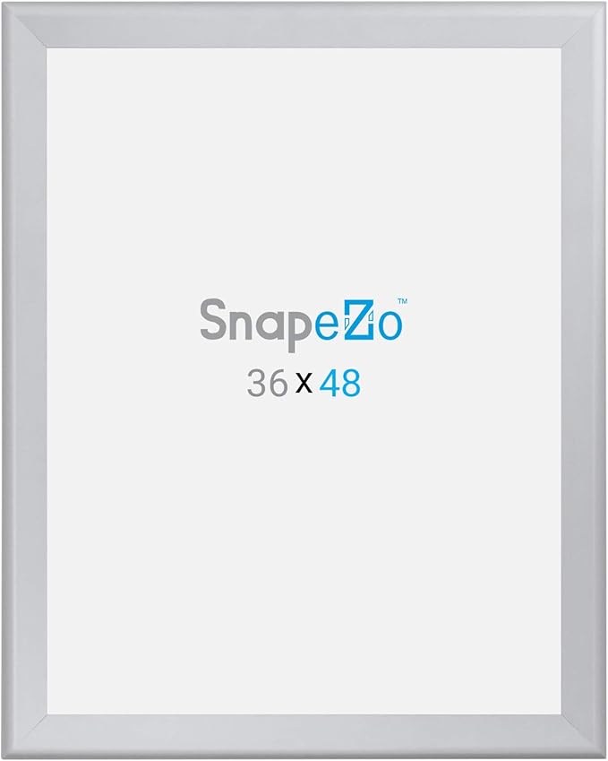 SnapeZo 2-Pack 36x48 Inches Silver Poster Frames, Front-Loading Snap Frame, 1.7" Aluminum Profile, Wall Mounted