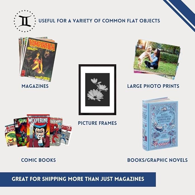 Gemini Magazine and Comic Book Mailers for Shipping (8.5x11x2’’ – 25 Mailers + 50 Fillers) | Protective Fillers for Extra Support | US-Made, Expandable, Great for Shipping Documents, Photos & More.