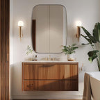 ANDY STAR Brushed Bronze Bathroom Mirror, 30x40” Oblong Mirror with Stainless Steel Metal Frame, Oval Vanity Mirror for Over Sink, Modern Anti Rust Wall Mounted
