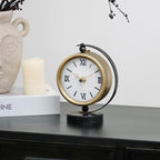 NIKKY HOME Gold Table Clock, Vintage Desk Clock Silent Non-Ticking Battery Operated Decorative Mantel Desk Shelf Clock for Living Room Decor
