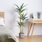 Artificial Tree 4.7Ft Faux Agave Plant with 3 Heads in Plastic Pot Fake Tree for Home Decor Indoor or Outdoor Office Decoration Housewarming Gift (4.7 Feet-2 Pack)