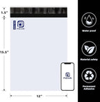 POLYSELLS 100 Pack 12x15.5 Inch White Poly Mailers Shipping Envelopes, Strong Adhesive Sealing, Waterproof, and Tear-resistant Postal Mailing Bags for Clothing, Books, and Accessories