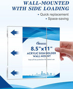 20 Pack Acrylic Sign Holder 8.5 x 11 Wall Mount Sign Holders, Clear Acrylic Wall Frame with Double Sided Tape for Office, Home, Business-Vertical (20 Pack)