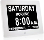 【New 2024】 Digital Calendar Alarm Day Clock - with 8" Large Screen Display, am pm, Multiple Alarms, for Impaired Vision People, The Aged Seniors, The Dementia, for Desk, Wall Mounted,