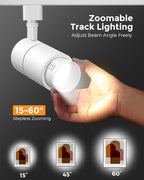 VANoopee 3-Color Zoomable 20W LED Track Lighting Heads H Type Track Light Heads Dimmable Bright Ceiling Spotlight Fixtures for Kitchen, 3000K 4000K 5000K Adjustable, CRI90+ 15°-60° 2000lm White 6 Pack