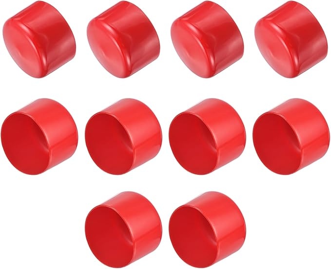 uxcell 10pcs Rubber End Caps 60mm ID Vinyl Round End Cap Cover Screw Thread Protector Red
