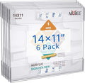 NIUBEE Acrylic Sign Holder 14x11 Inches Horizontal, Clear Plastic Wall Mount Sign Holder Poster Paper Holder with Double Sided Adhesive Tape for Office, Home, Store, Restaurant-No Drilling(6 Pack)