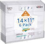 NIUBEE Acrylic Sign Holder 14x11 Inches Horizontal, Clear Plastic Wall Mount Sign Holder Poster Paper Holder with Double Sided Adhesive Tape for Office, Home, Store, Restaurant-No Drilling(6 Pack)