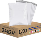 Metronic Poly Mailers 24x24 1200 PC White, Large Shipping Bags for Clothing Packaging Bags Strong Self Seal Adhesive Shipping Envelopes for Small Business Tear-resistant Mailing Bags Mailing