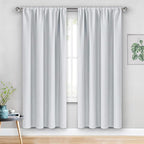 JIUZHEN Curtains for Bedroom - Thermal Insulated Window Treatment Drapes, Room Darkening Rod Pocket Curtains for Living Room, Set of 2 Panels with Tiebacks, 38 x 72 Inch Length, Greyish White