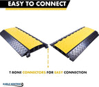 Kable Kontrol Atlas Heavy Duty Cable Protector Ramp - 3 Channel Bulk Wholesale Pallet - 10 Pcs - 36” Long Black & Yellow – 44000 Lbs Capacity - Rubber Speed Bump Wire Protector Cord Cover – CP9986