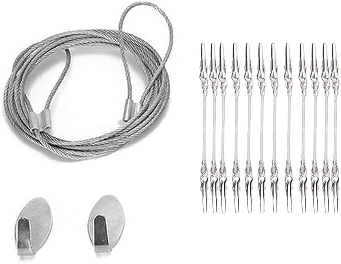 TFu Wall Hanging Photo Display, DIY Picture Photo Frame String with 12 Clips for Hanging Photos Notes and Artworks (Adjustable Alligatory Clip)