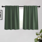 KGORGE Short Curtains 45 inch Length, Privacy Thermal Insulated Curtains Noise Reducing Window Drapes for Bedroom Kitchen, Back Tab Rod Pocket, W52 x L45 inches, Dark Green, 2 Panels