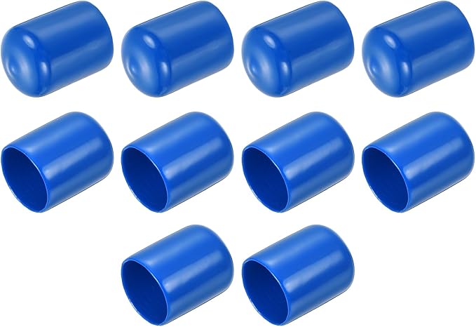 uxcell 10pcs Rubber End Caps 19mm(3/4") ID Vinyl Round End Cap Cover Screw Thread Protectors Blue