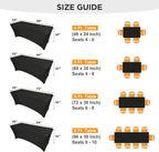 Spandex Table Cover 1 Pack 4FT Black Fitted Tablecloths,Washable Wrinkle Resistant Stretch Table Cloth Rectangle for Vendor Booth Display Items,Party Supplies for Adults,Wedding Decorations,Banquet