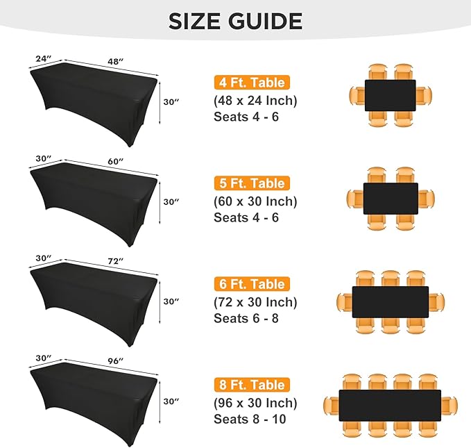 Spandex Table Cover 2 Pack 5FT Black Fitted Tablecloths,Washable Wrinkle Resistant Stretch Table Cloth Rectangle for Vendor Booth Display Items,Party Supplies for Adults,Wedding Decorations,Banquet