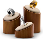 Oirlv Solid Wood 3 Pcs Ring Display Stand Jewelry Showcase Holder SM094 (Creamy-White)