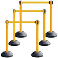 10 ft Crowd Control Stanchion Set, Crowd Control Barrier, Stanchions with Retractable Belts & Water Filled Base, Retractable Stanchions, Queue Management Stanchion (6 Pack) (Yellow)