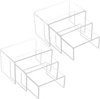 ANDGOO Display Risers, 6 Pcs(3”L~4”L~5”L) Acrylic Risers Clear Rectangular Stands Collectibles Display Shelf for Decor, Funko Pop and Cake Display Shelves, Display Stand for Organize and Decoration
