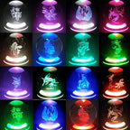 EUSTUMA LED Light Base Non-Slip Square Display Stand In A Variety of Colors,Suitable for Glass Crystal Spherical Artwork (Silver Led Base for Glass Ball)