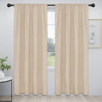 Easy-Going Rod Pocket Blackout Curtains for Bedroom, Room Darkening Window Curtains for Living Room, Thermal Insulated Noise Reduction Solid Window Drapes, 2 Panels(52x84 in, Beige)