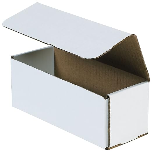 Aviditi White Corrugated Cardboard Mailing Boxes, 9" x 3" x 3", Pack of 50, Crush-Proof, For Shipping, Mailing and Storing