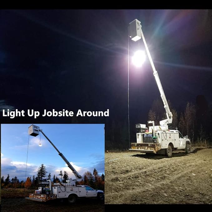 150W LED Temporary Work Light Fixture 110V-277V 25000ML 5000K Light Daylight White,Jobsite Lighting,Stainless Steel Protective Cover for Outdoor Construction High Bay Warehouse