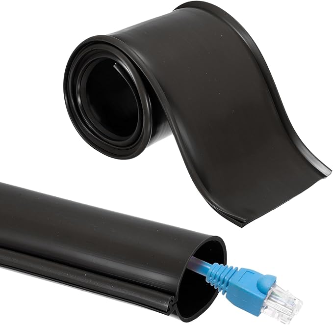 MECCANIXITY 3.3ft Cable Management Sleeve, 1.6 Inch ID Flexible Cord Wires Hider Cover Insulation Snap-fit Protector for Substation, High-Voltage Electrical Networks, Black