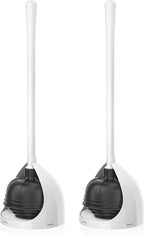 uptronic 2 Pack Toilet Plunger with Holder, Unique Plunger with All-Angle Design, Plungers for Bathroom for 5.7-inch Toilet Drain, Toilet Plunger Heavy Duty- White