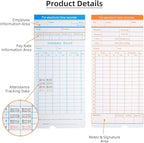 TooCust 100-Piece Time Cards for Employees, Monthly Time Cards 2-Sided, 2-Color Timecards for Time Clocks, Blue/Orange Print, 7-3/8 x 3-3/8 Inch