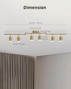 Bojim 6 Light Gold Track Lighting Kit, Modern LED Track Lighting Fixtures Ceiling, Flexibly Rotatable LED Light Head with Acrylic Ring, Kitchen Ceiling Spot Light(GU10 Socket, Bulbs Not Included)