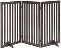 unipaws 36" H Free Standing Pet Gate for Dog Cat, Tall Wooden Dog Gates for Doorway, Stairs, Foldable Pet Fence for The House, Expandable Dog Barrier, Indoor Use, Espresso