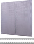 OmniWall Pegboard 2- Panel Side-by-Side Set 32-Inch Tall x 32-Inch Wide Metal Pegboard for Garage & Home Storage Silver