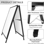 24x36 Inches Double Sided Heavy Duty Slide-in Folding A-Frame Sidewalk Curb Sign Stand Display Poster Boards Poster Holder Frame Chalkboard Sign, (Black-Metal)
